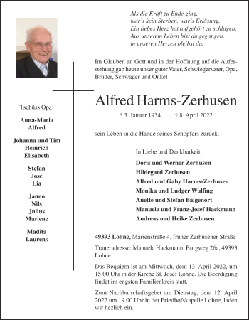 Anzeige von Alfred Harms-Zerhusen von OM-Medien