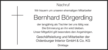 Anzeige von Bernhard Börgerding von OM-Medien