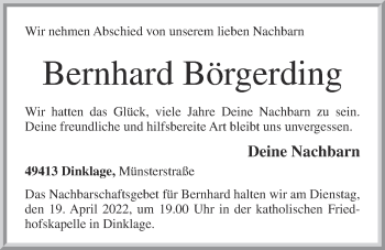 Anzeige von Bernhard Börgerding von OM-Medien