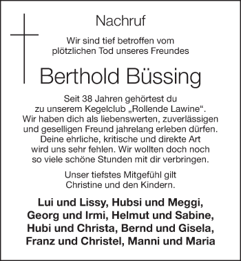 Anzeige von Berthold Büssing von OM-Medien