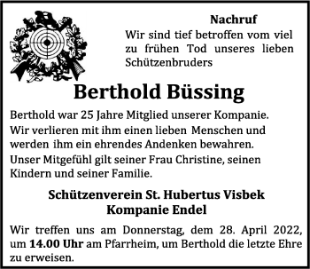 Anzeige von Berthold Büssing von OM-Medien