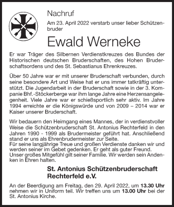 Anzeige von Ewald Werneke von OM-Medien