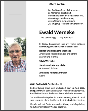 Anzeige von Ewald Werneke von OM-Medien