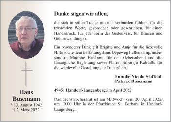 Anzeige von Hans Busemann von OM-Medien