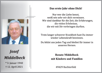 Anzeige von Josef Middelbeck von OM-Medien