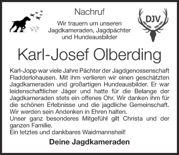 Anzeige von Karl-Josef Olberding von OM-Medien