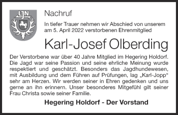 Anzeige von Karl-Josef Olberding von OM-Medien