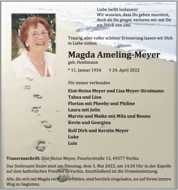 Anzeige von Magda Ameling-Meyer von OM-Medien