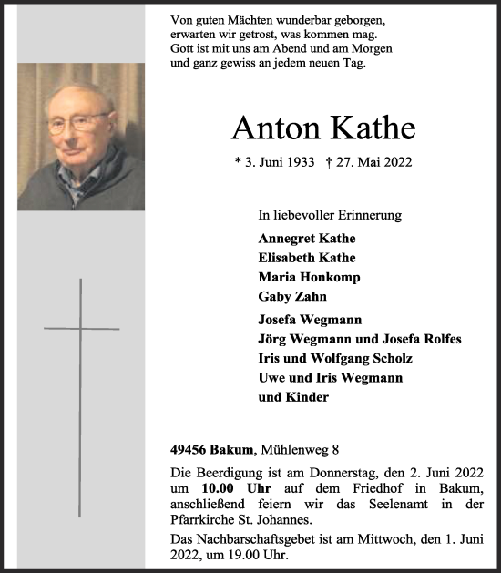 Anzeige von Anton Kathe von OM-Medien