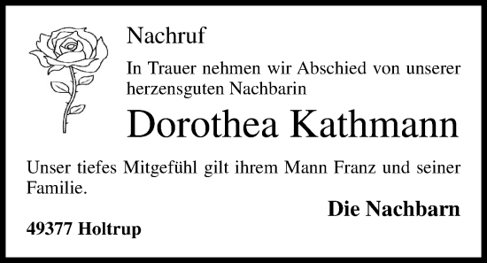 Anzeige von Dorothea Kathmann von OM-Medien