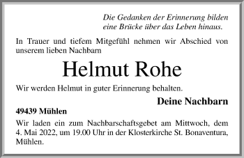 Anzeige von Helmut Rohe von OM-Medien