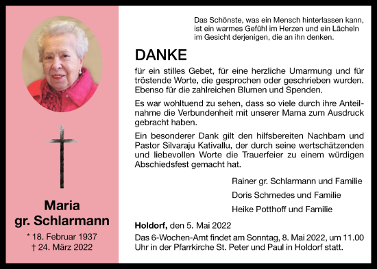 Anzeige von Maria Schlarmann von OM-Medien