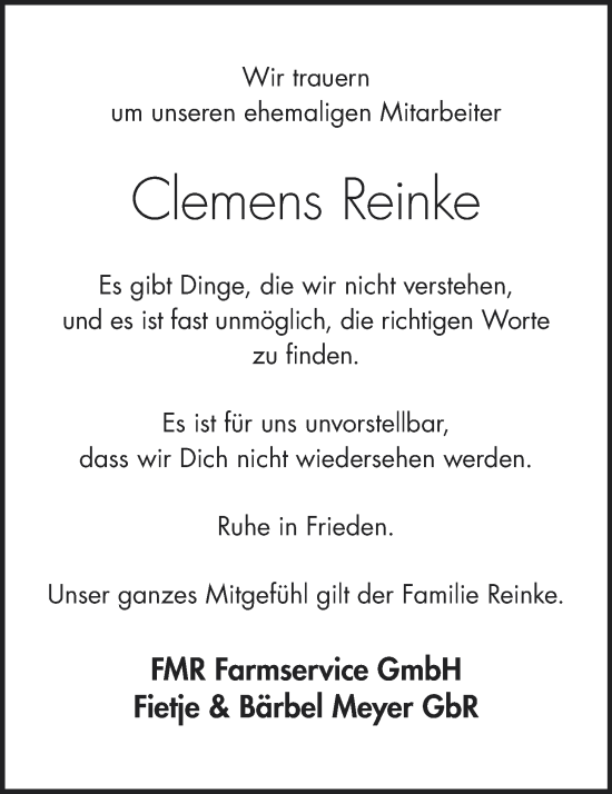 Anzeige von Clemens Reinke von OM-Medien