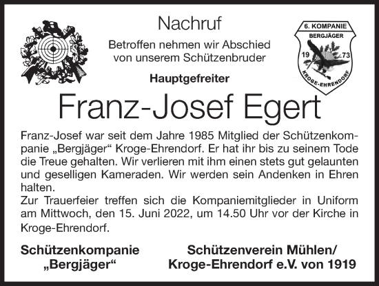 Anzeige von Franz-Josef Egert von OM-Medien