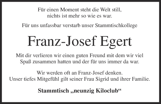 Anzeige von Franz-Josef Egert von OM-Medien