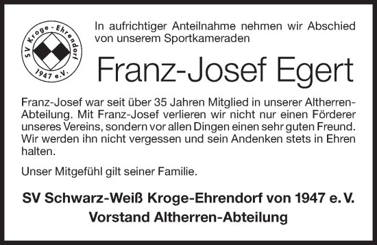 Anzeige von Franz-Josef Egert von OM-Medien