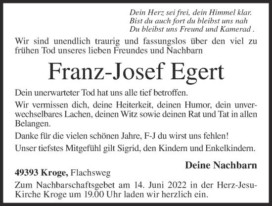 Anzeige von Franz-Josef Egert von OM-Medien