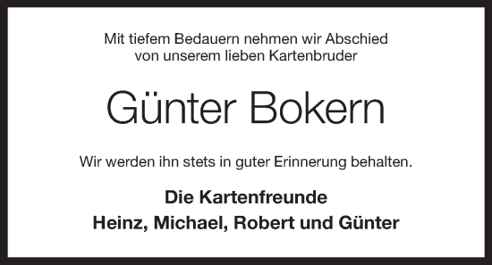 Anzeige von Günter Bokern von OM-Medien