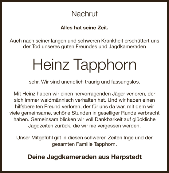 Anzeige von Heinz Tapphorn von OM-Medien