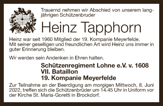 Anzeige von Heinz Tapphorn von OM-Medien