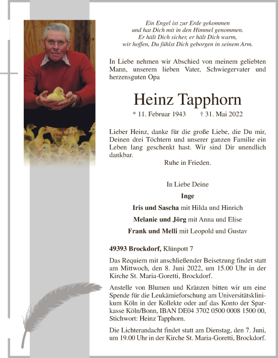 Anzeige von Heinz Tapphorn von OM-Medien