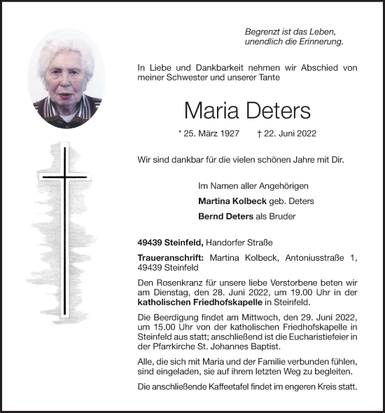 Anzeige von Maria Deters von OM-Medien