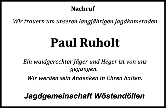 Anzeige von Paul Ruholt von OM-Medien