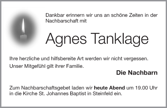 Anzeige von Agnes Tanklage von OM-Medien