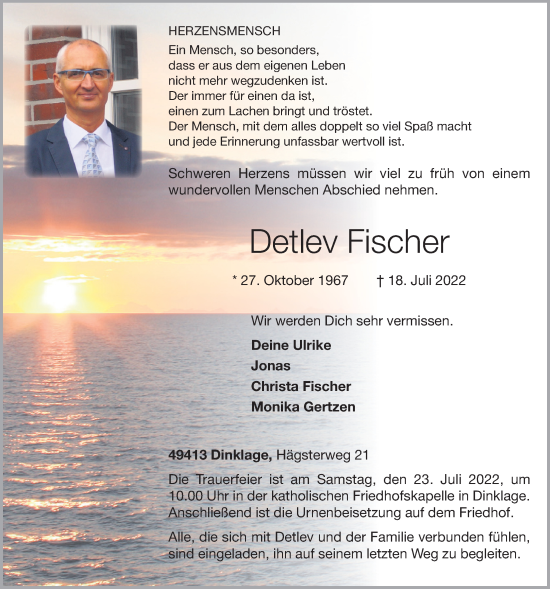 Anzeige von Detlev Fischer von OM-Medien