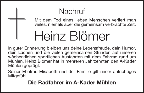 Anzeige von Heinz Blömer von OM-Medien