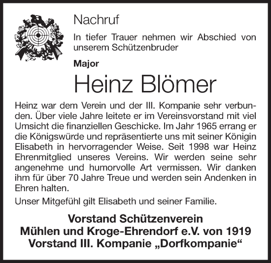 Anzeige von Heinz Blömer von OM-Medien