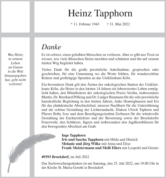 Anzeige von Heinz Tapphorn von OM-Medien