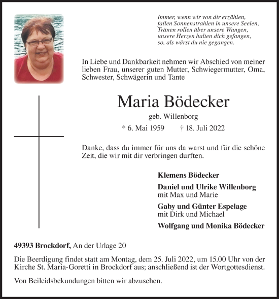 Anzeige von Maria Bödecker von OM-Medien