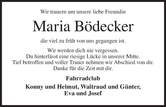 Anzeige von Maria Bödecker von OM-Medien