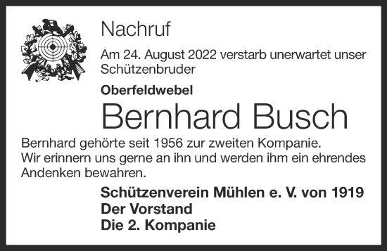 Anzeige von Bernhard Busch von OM-Medien