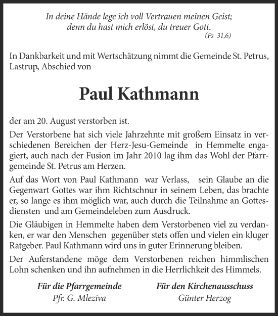 Anzeige von Paul Kathmann von OM-Medien