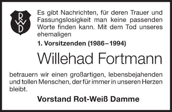 Anzeige von Willehad Fortmann von OM-Medien