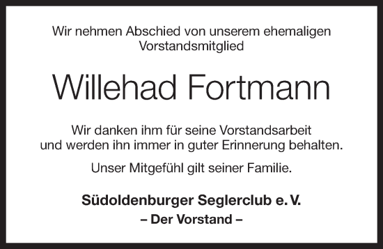 Anzeige von Willehad Fortmann von OM-Medien