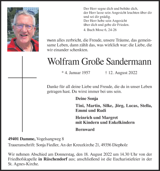 Anzeige von Wolfram Große Sandermann von OM-Medien