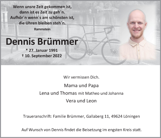 Anzeige von Dennis Brümmer von OM-Medien