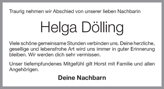 Anzeige von Helga Dölling von OM-Medien