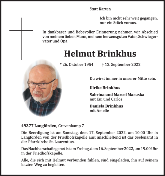 Anzeige von Helmut Brinkhus von OM-Medien