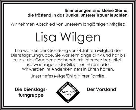 Anzeige von Lisa Wilgen von OM-Medien