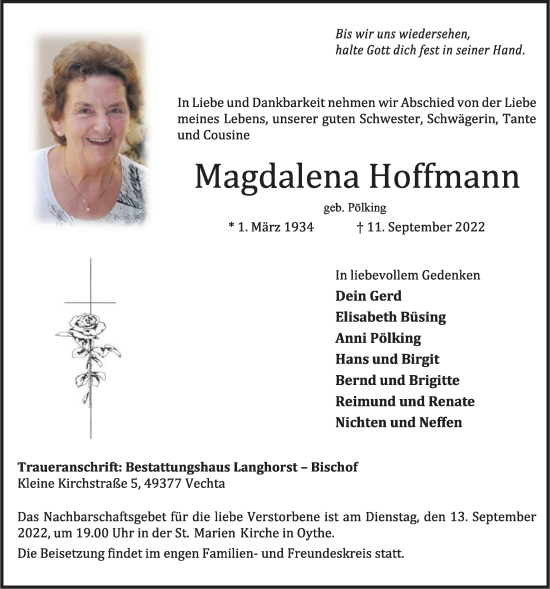 Anzeige von Magdalena Hoffmann von OM-Medien