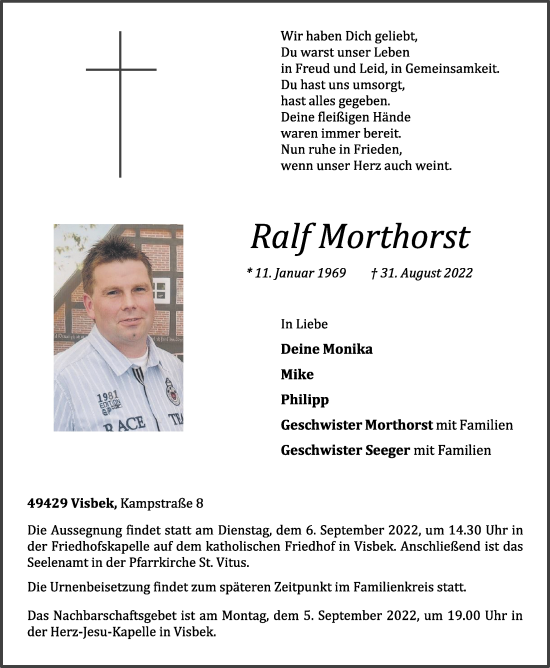 Anzeige von Ralf Morthorst von OM-Medien