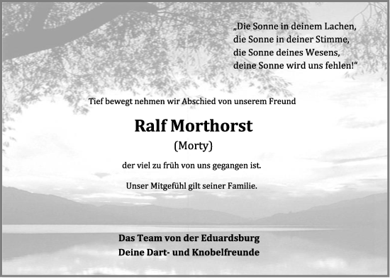 Anzeige von Ralf Morthorst von OM-Medien