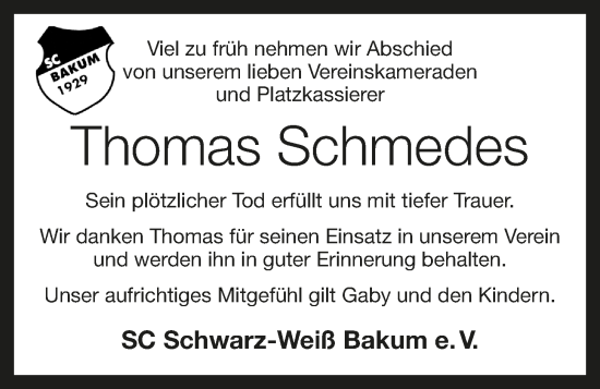 Anzeige von Thomas Schmedes von OM-Medien