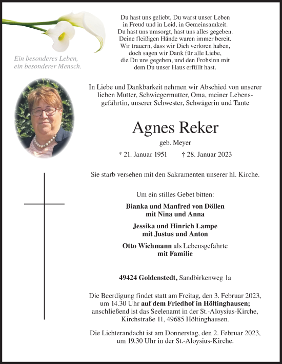 Anzeige von Agnes Reker von OM-Medien