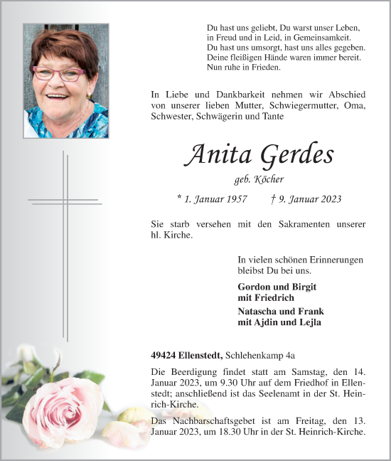 Anzeige von Anita Gerdes von OM-Medien