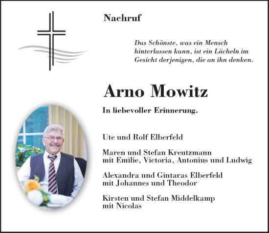 Anzeige von Arno Mowitz von OM-Medien